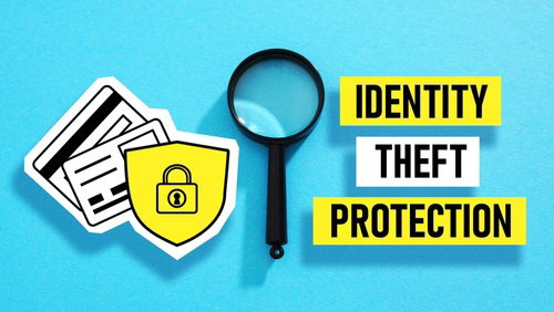 magnifying glass and shield for Identity Theft Protection